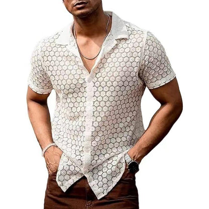 Herren T-Shirt Kurzarm Durchsichtig Mit Kragen - Norvielle