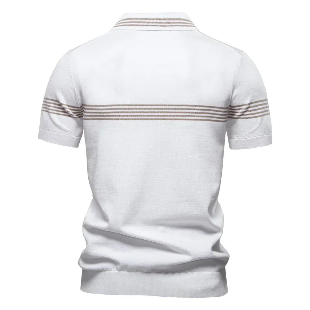 T-Shirt mit Kragen | Gestrickt | Viertel-Reißverschluss | Polo-T-Shirt | Herren-Poloshirt-Chaps Herrenmode