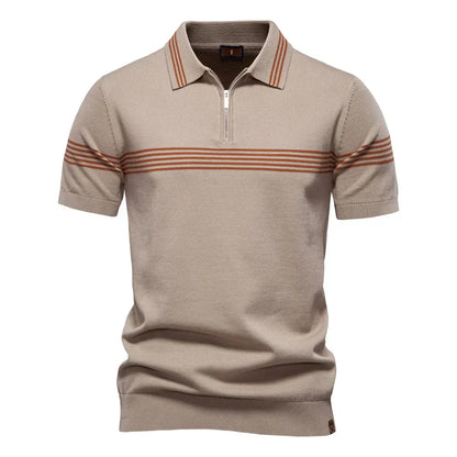 Herren Polo-Shirt Gestrickt Viertel-Reißverschluss Weiß - Norvielle