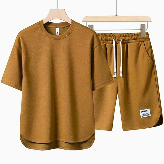 Herren T-Shirt und Sweat-Shorts Set Zweiteiler Lässig Grau - Norvielle