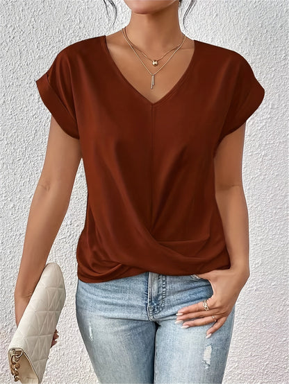 Damen T-Shirt V-Ausschnitt Kurzarm