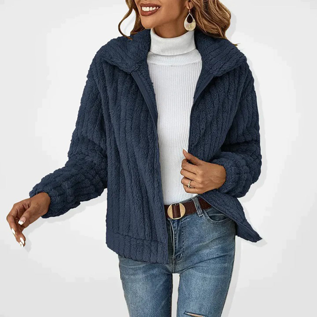 Norvielle Damen Teddyjacke Fleece Bequem - Norvielle