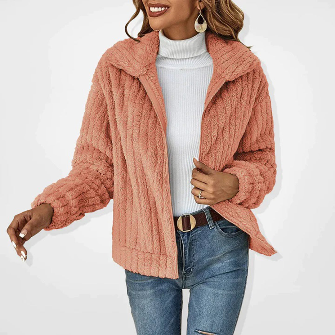 Norvielle Damen Teddyjacke Fleece Bequem