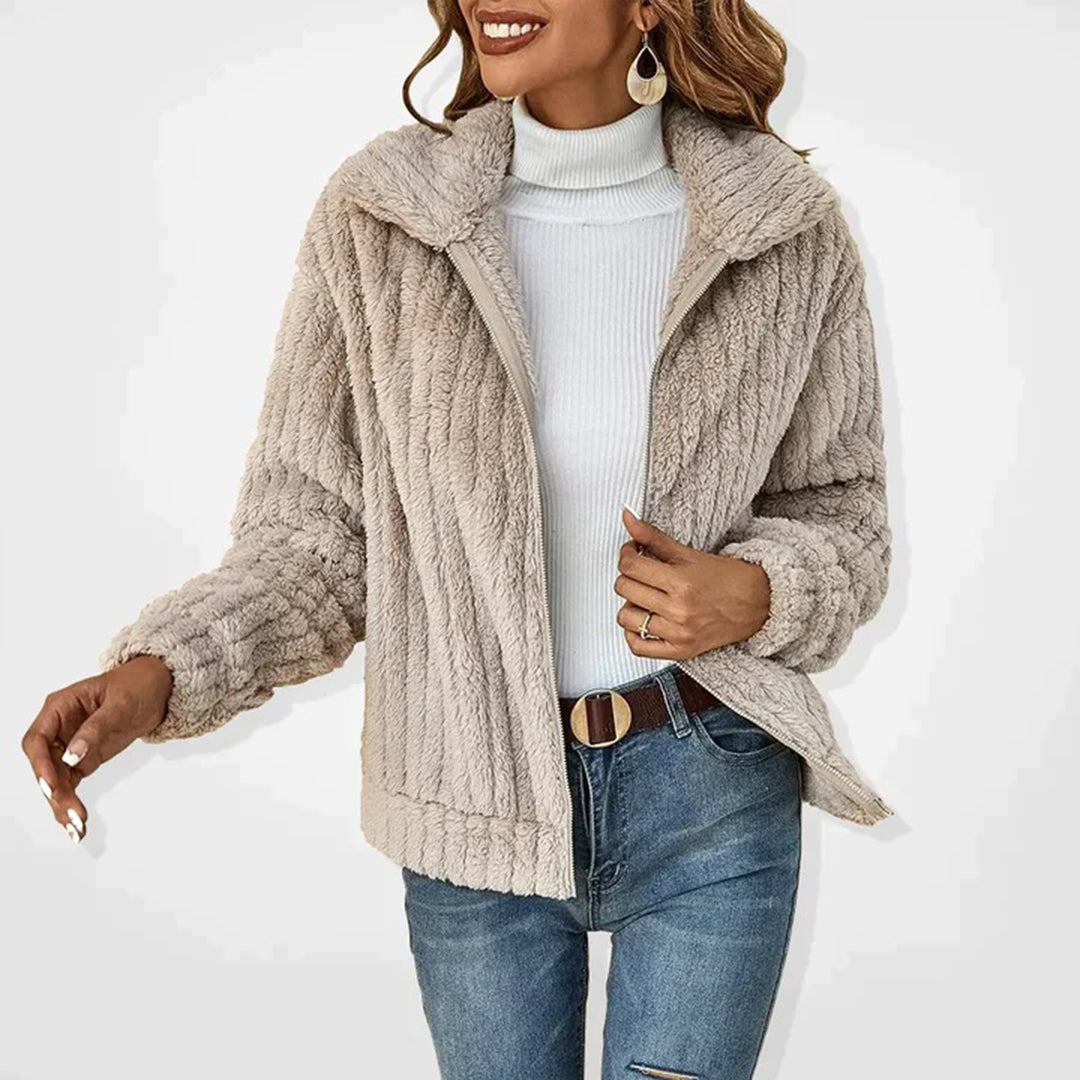 Norvielle Damen Teddyjacke Fleece Bequem