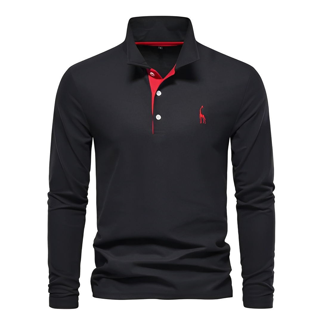Herren Langarm-Polo-Shirt aus Baumwolle Weiß