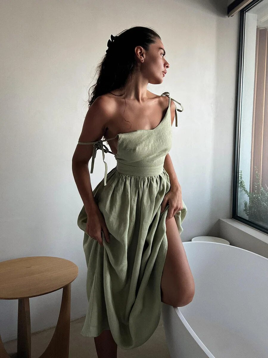 Norvielle Damen Strandkleid Rückenfrei Sommerkleid