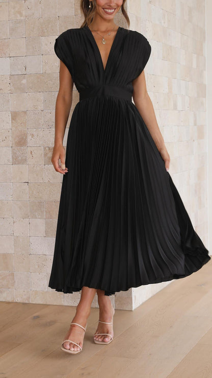 Damen Maxikleid Klassisch Gefaltet Mittellang