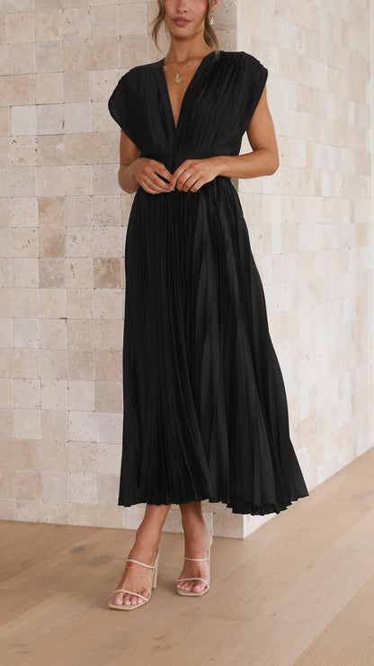 Damen Maxikleid Klassisch Gefaltet Mittellang
