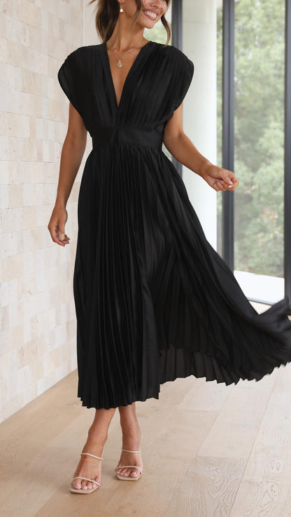 Damen Maxikleid Klassisch Gefaltet Mittellang