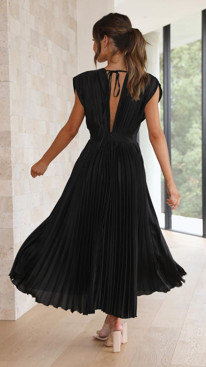 Damen Maxikleid Klassisch Gefaltet Mittellang
