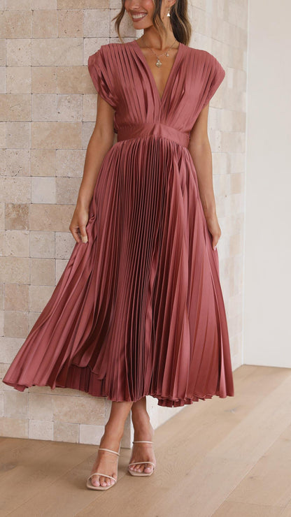 Damen Maxikleid Klassisch Gefaltet Mittellang