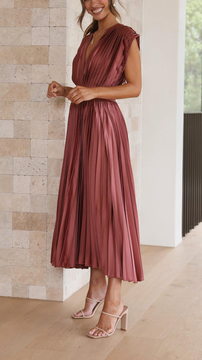 Damen Maxikleid Klassisch Gefaltet Mittellang