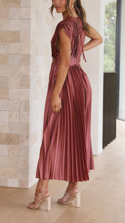 Damen Maxikleid Klassisch Gefaltet Mittellang