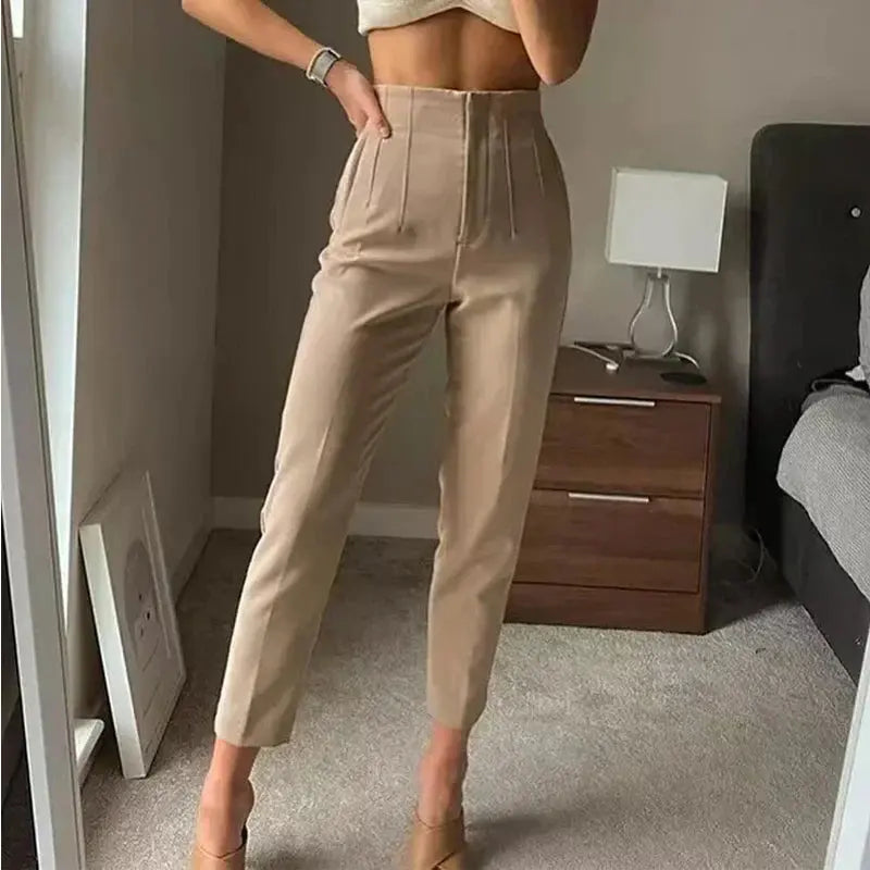 Isabell Damen High-Waisted Plissee-Hosen - Norvielle
