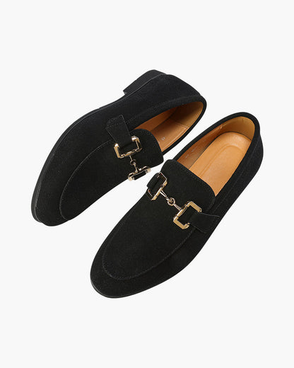 Herrenschlappen Wildleder Elegant Metall Detail