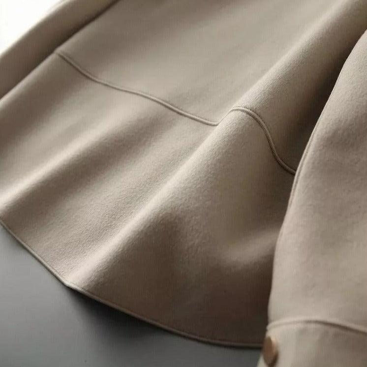 Damen Baumwolljacke Reverskragen Knopfverschluss Locker Fit Beige