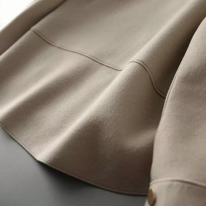 Damen Baumwolljacke Reverskragen Knopfverschluss Locker Fit Beige