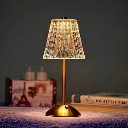 Tischlampe Kristall Schirm USB-Ladefunktion