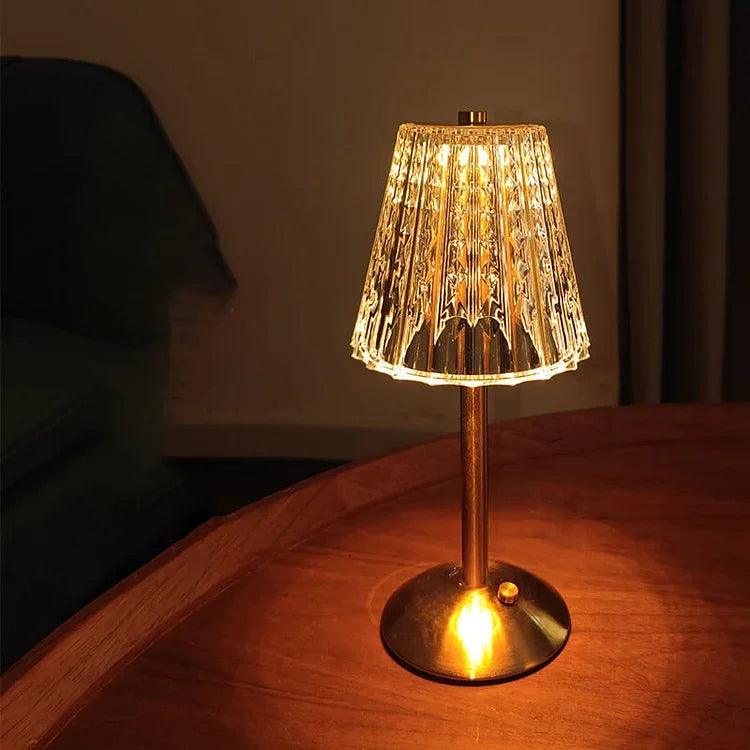 Tischlampe Kristall Schirm USB-Ladefunktion