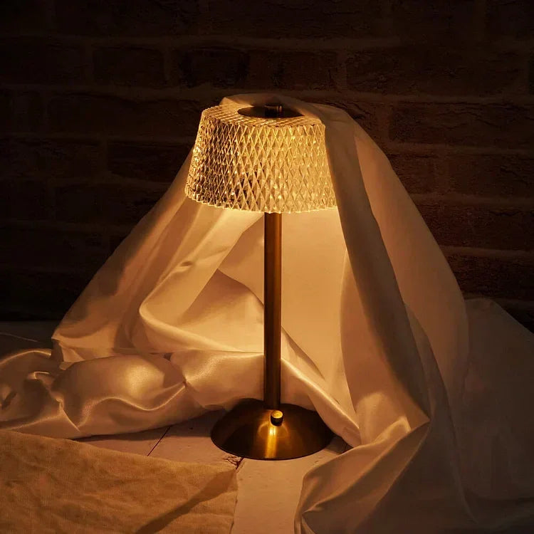 Tischlampe Kristall Schirm USB-Ladefunktion