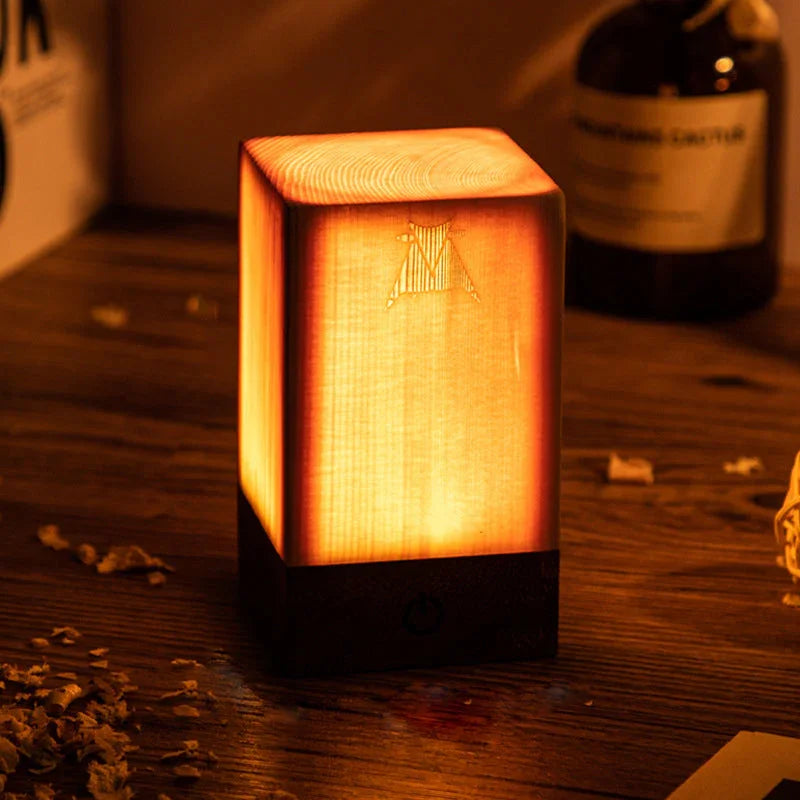 Tischlampe Holz Touch-Steuerung