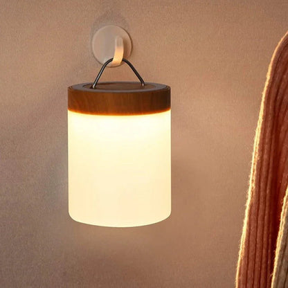 Tischlampe Holzfuß mit Touch-Steuerung