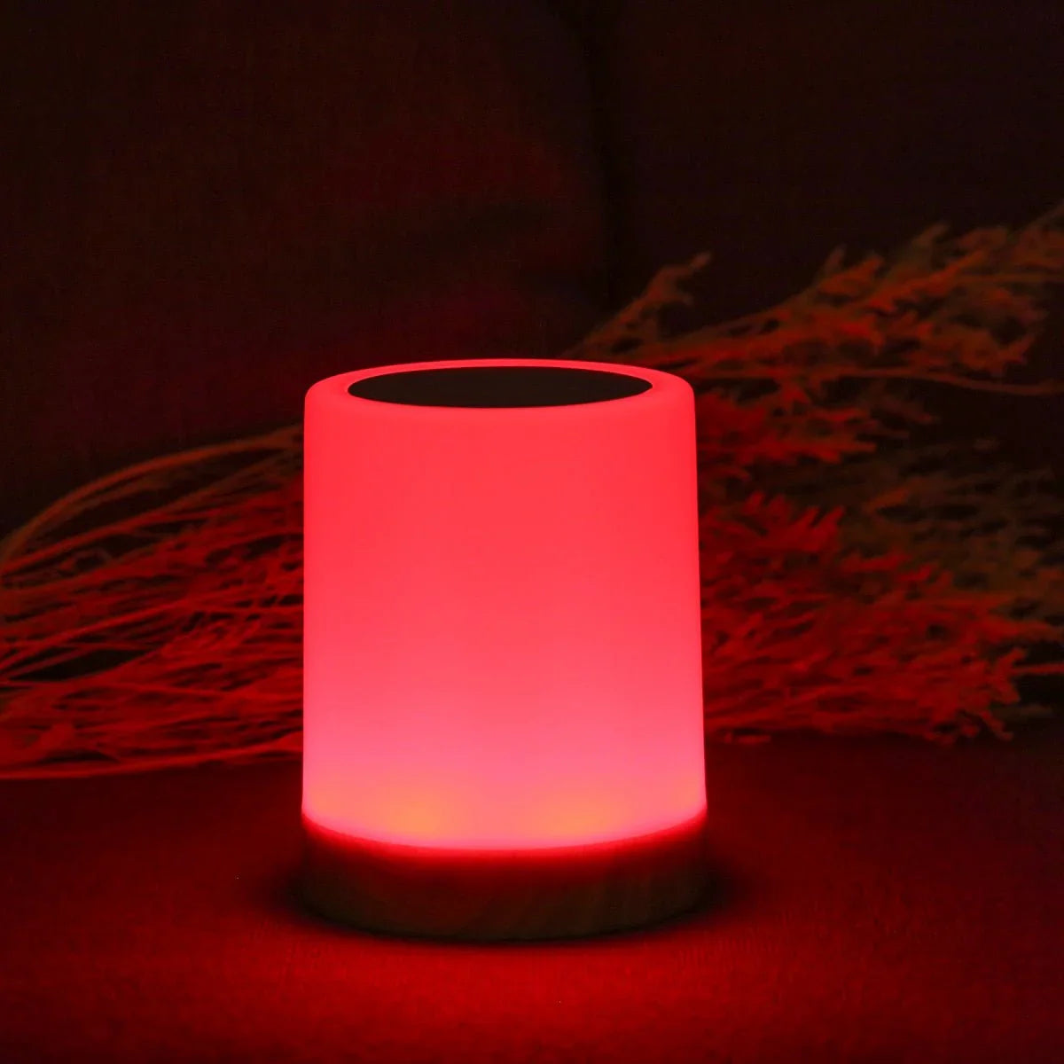 Tischlampe Holzfuß mit Touch-Steuerung