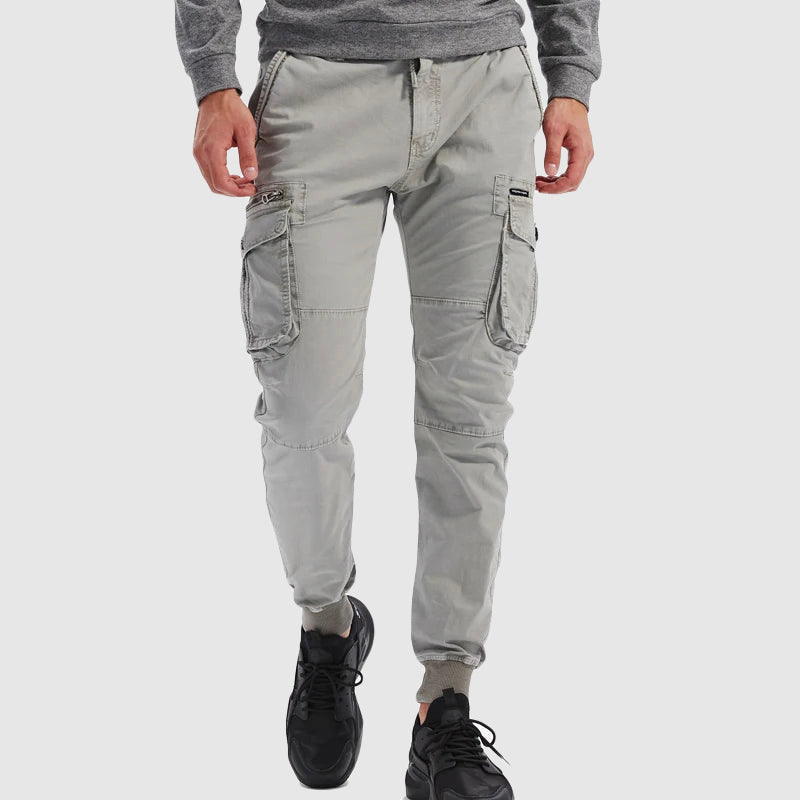 Herren Cargo Joggerhose Mit Taschen Beige