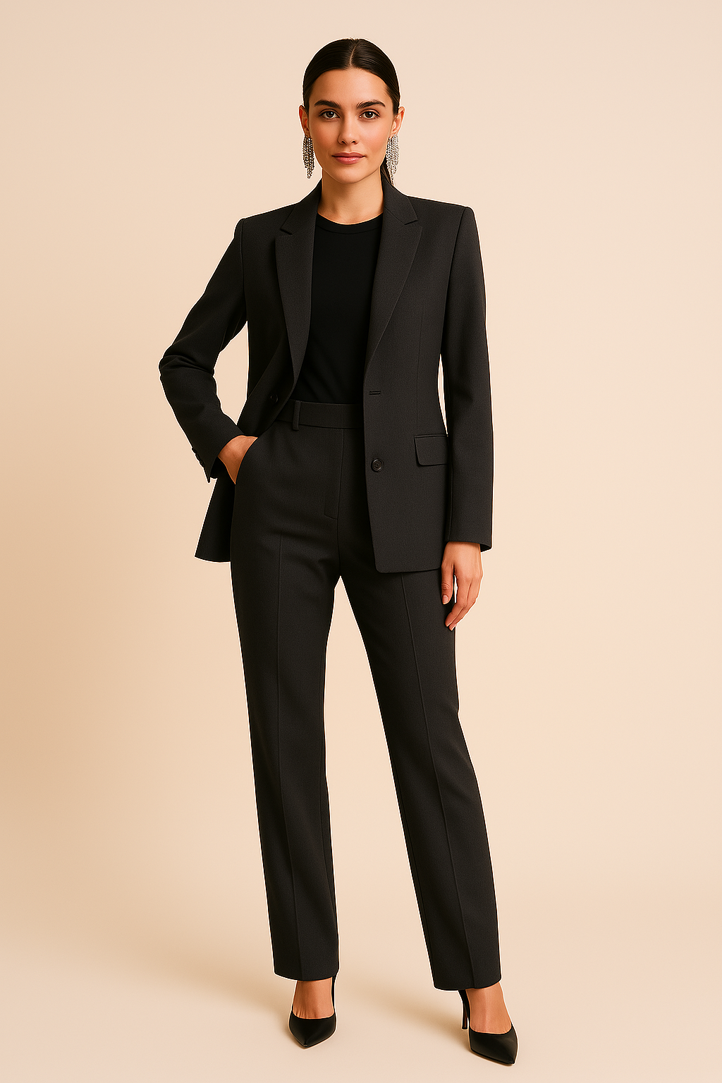 Damen Zweiteiliges Set Blazer Faltenhose Maßgeschneidert