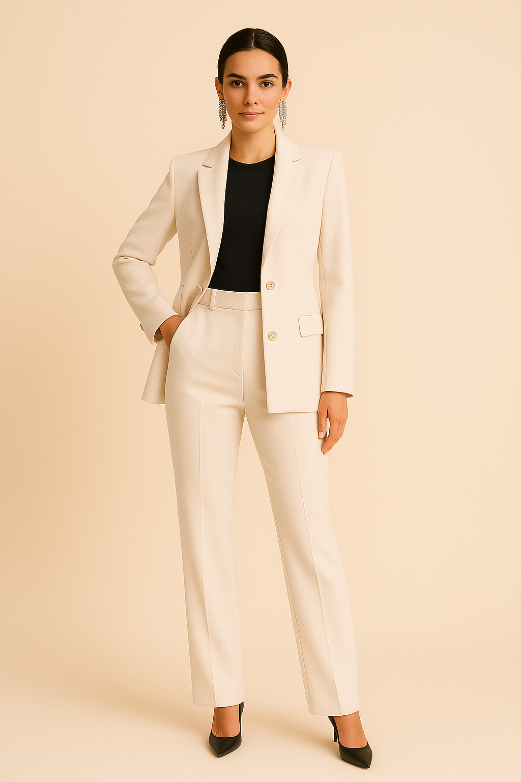 Damen Zweiteiliges Set Blazer Faltenhose Maßgeschneidert