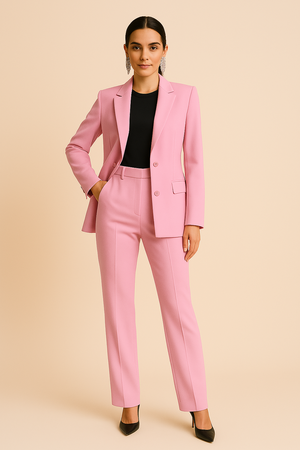 Damen Zweiteiliges Set Blazer Faltenhose Maßgeschneidert - Norvielle