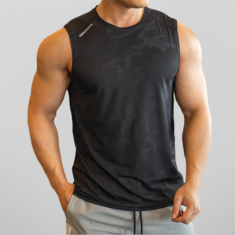 Herren Fitnessshirt Ärmellos Schnelltrocknend Tanktop Schwarz - Norvielle