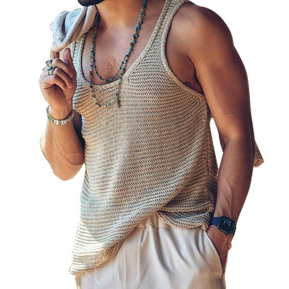 Herren Tanktop Ärmellos Locker Sitzend Schwarz - Norvielle