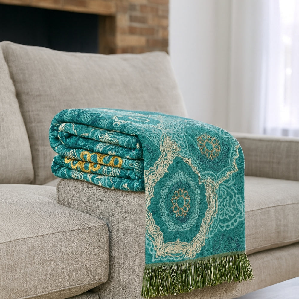 Mandala Decke Baumwolle Vierjahreszeiten Teal