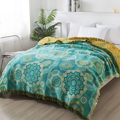 Mandala Decke Baumwolle Vierjahreszeiten Teal