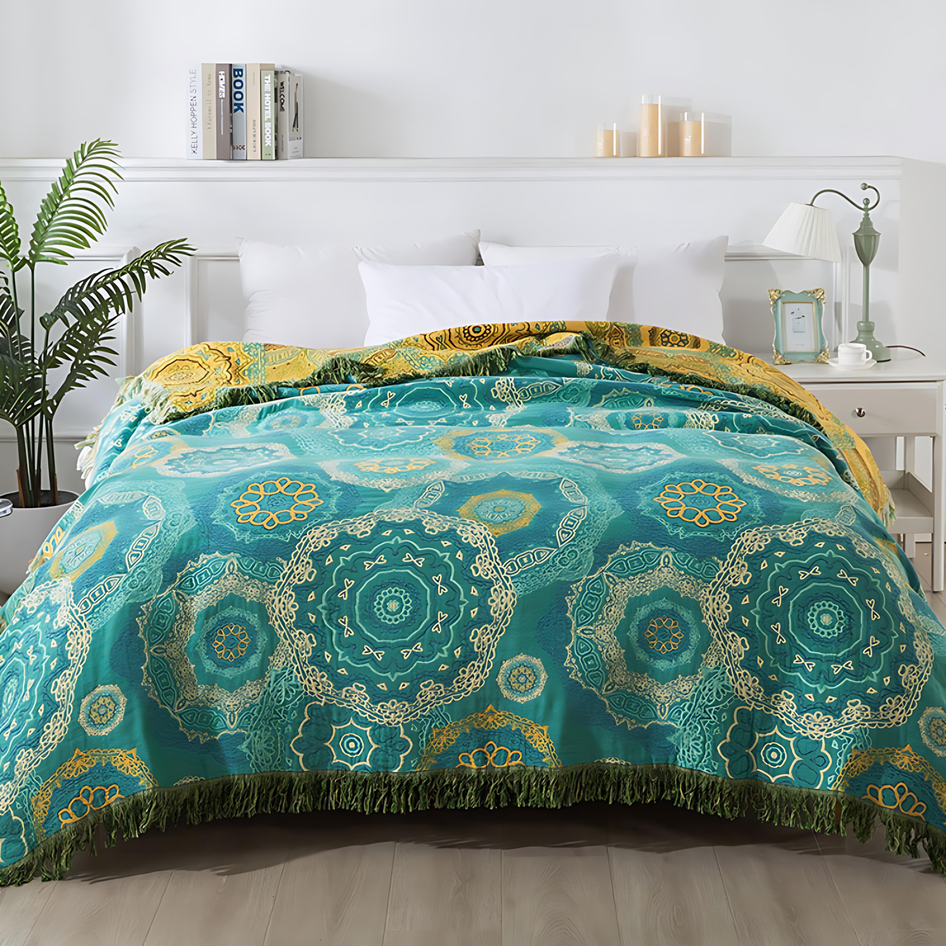 Mandala Decke Baumwolle Vierjahreszeiten Teal - Norvielle