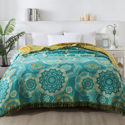 Mandala Decke Baumwolle Vierjahreszeiten Teal - Norvielle