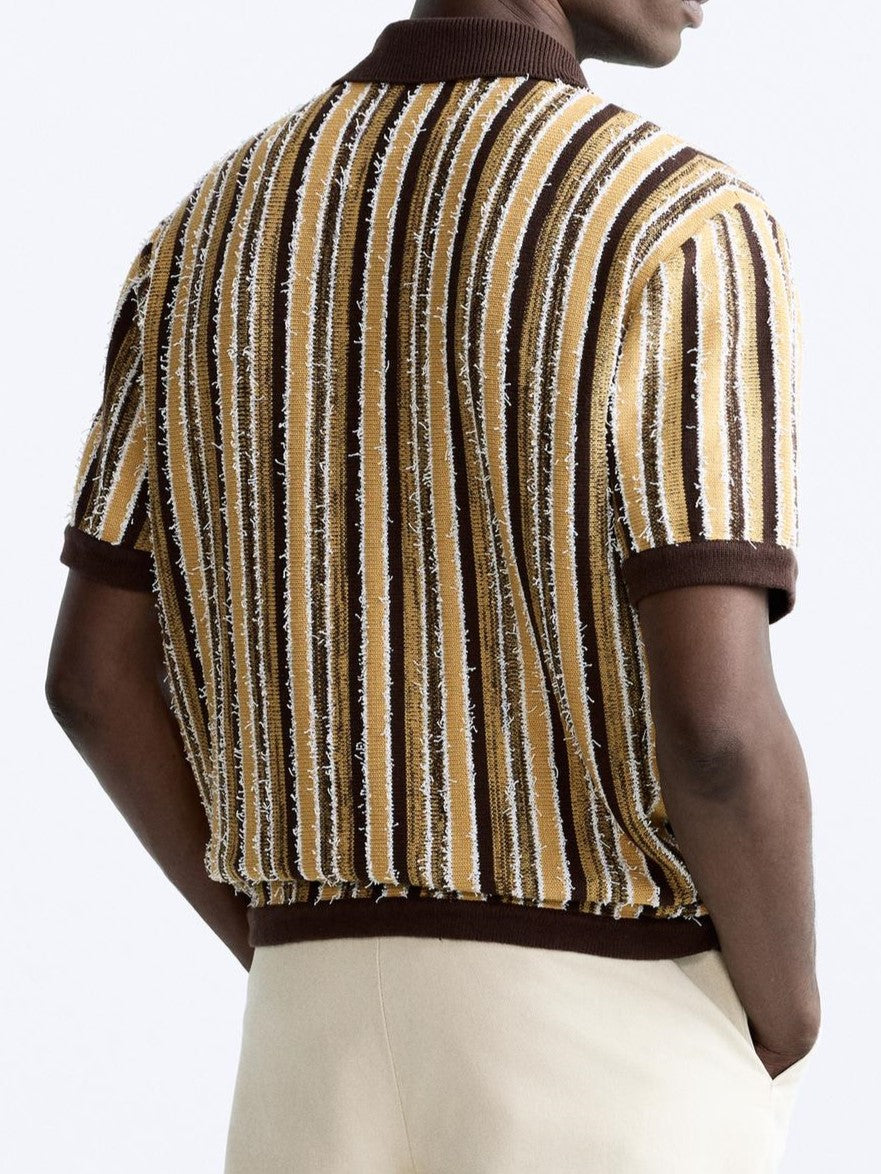 Herren Poloshirt Gestrickt Streifenmuster