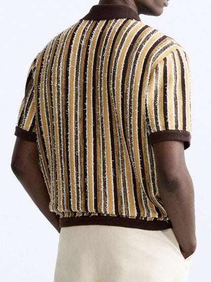 Herren Poloshirt Gestrickt Streifenmuster