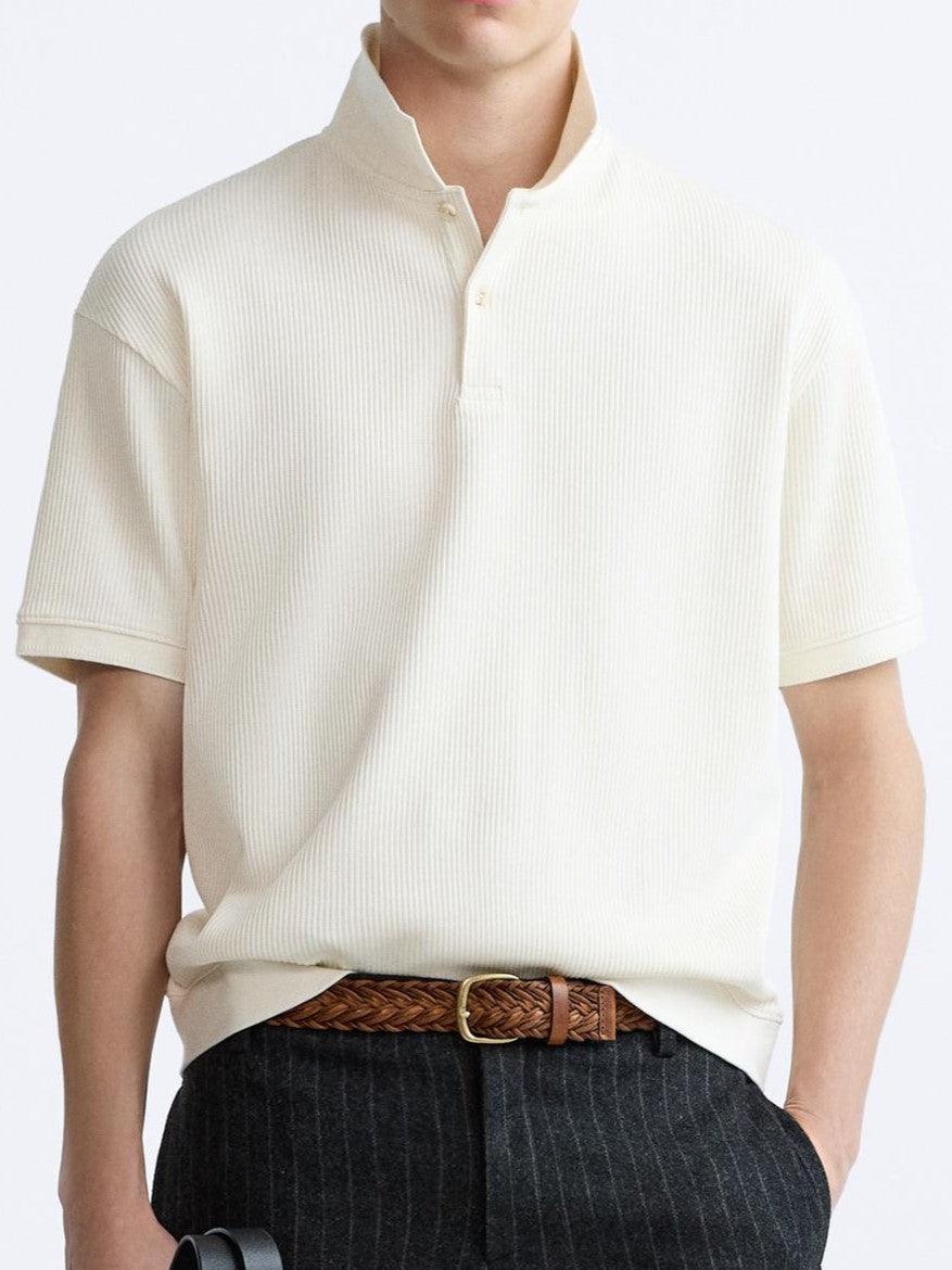 Herren Kurzarm-Polo Cremeweiß Baumwolle