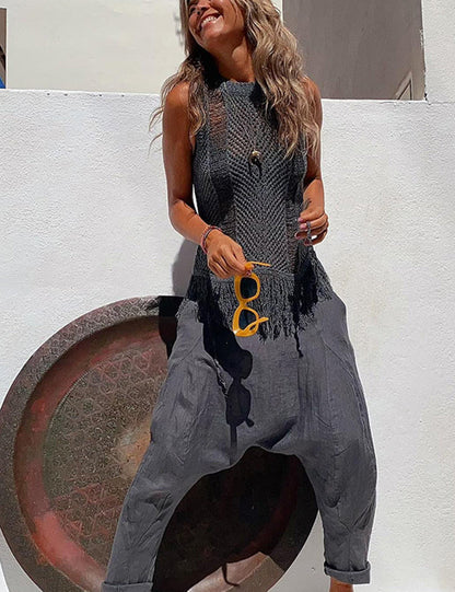 Damen Ärmelloses Tassel-Knitt-