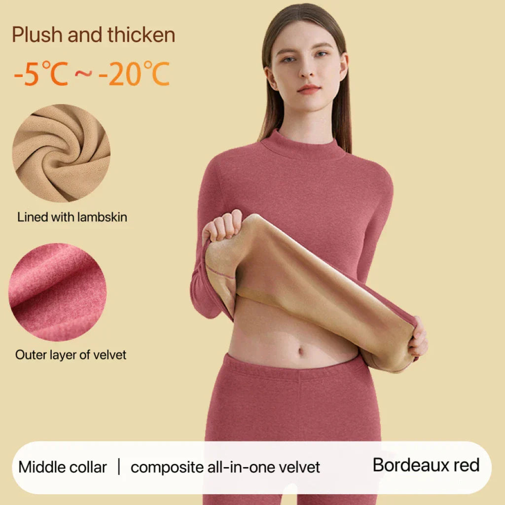 Damen Thermounterwäsche Set Nahtlos dick für Winter