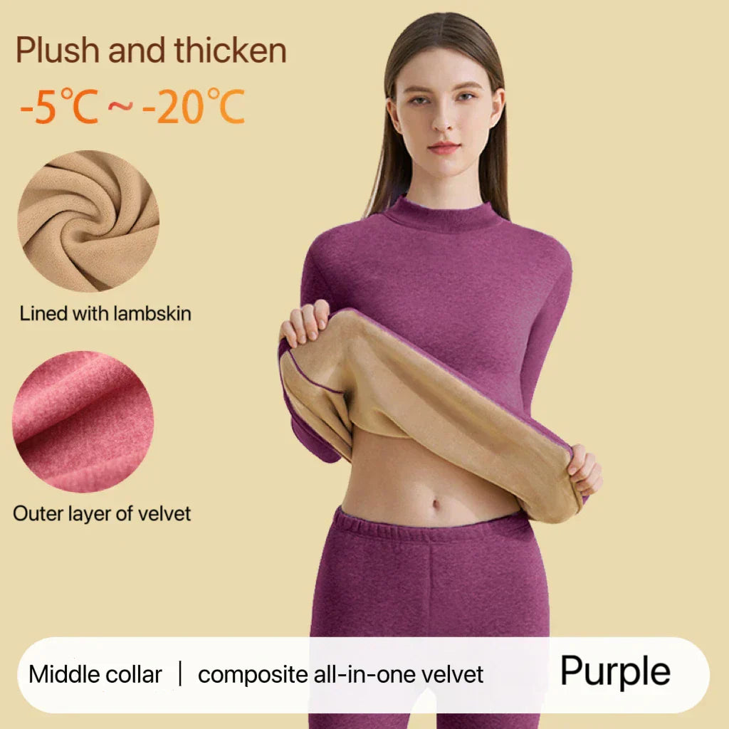 Damen Thermounterwäsche Set Nahtlos dick für Winter