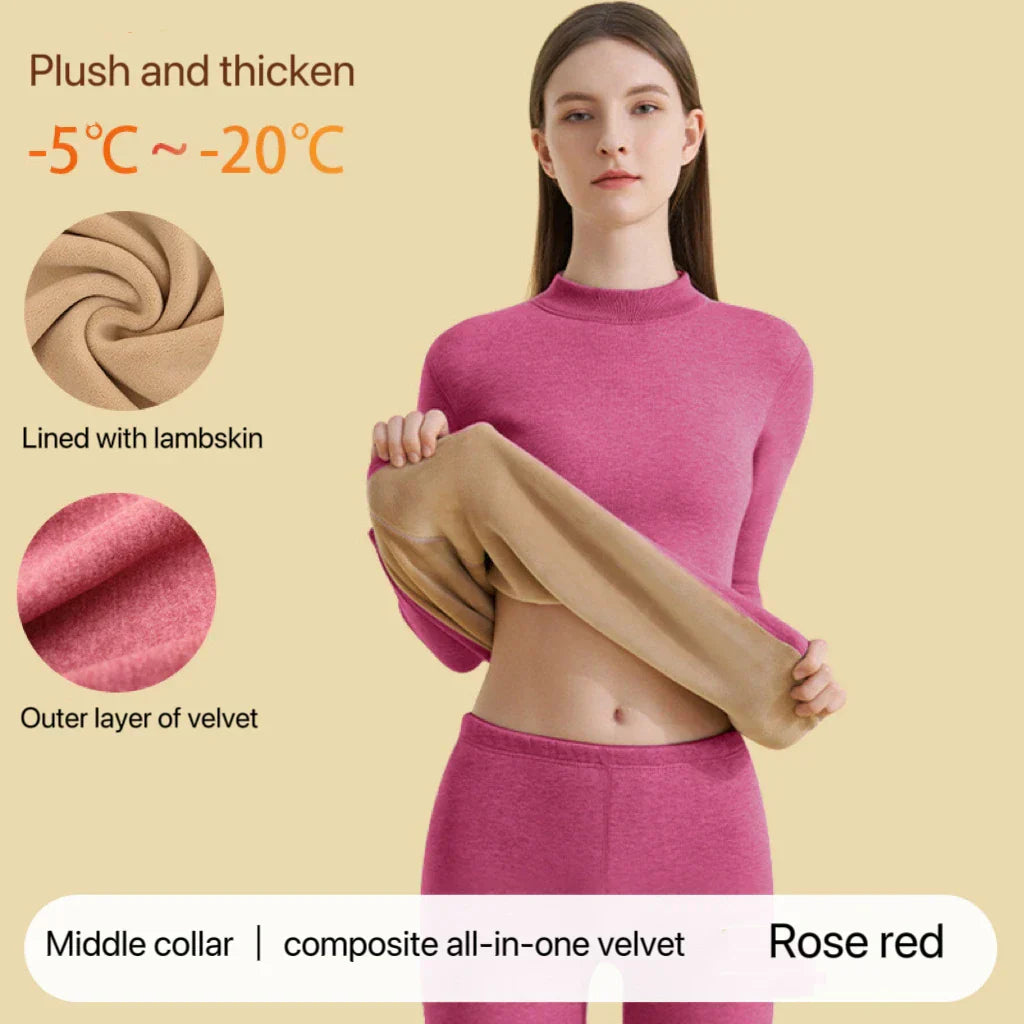 Damen Thermounterwäsche Set Nahtlos dick für Winter
