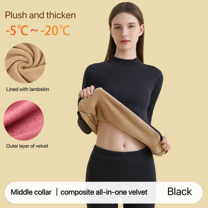 Damen Thermounterwäsche Set Nahtlos dick für Winter