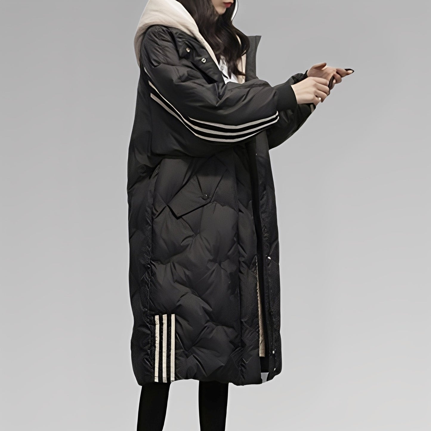 Tiril Damen Daunenjacke Lang Schwarz - Norvielle