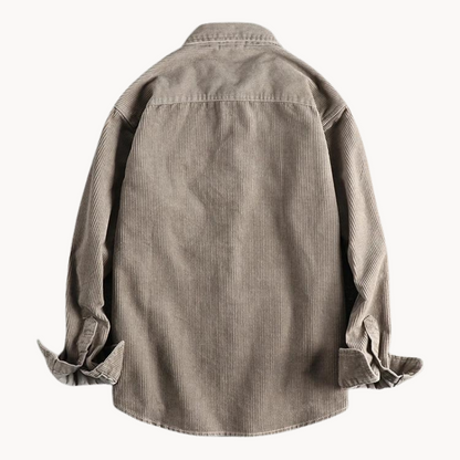 Herren Cordhemd Langarm Baumwolle Weich Beige