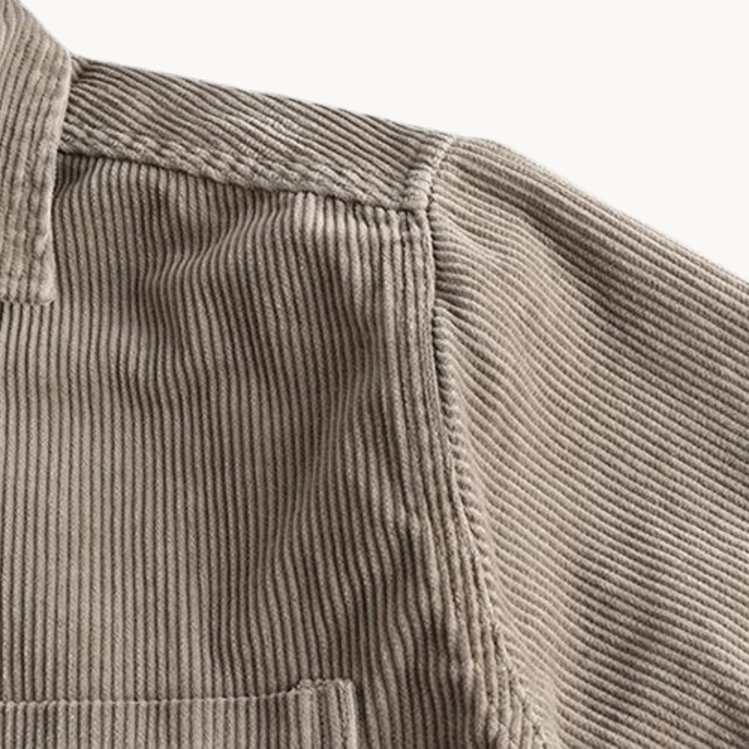 Herren Cordhemd Langarm Baumwolle Weich Beige