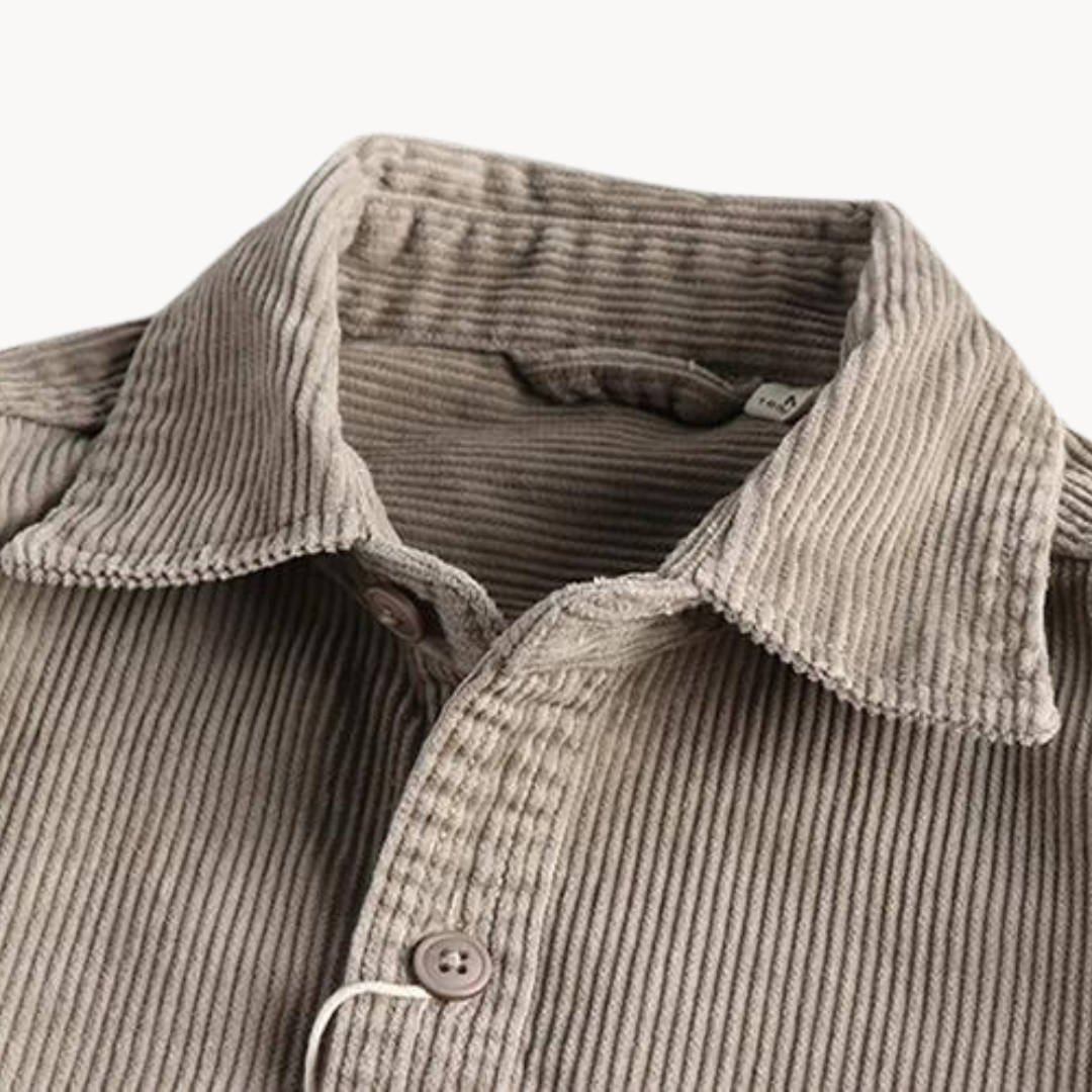 Herren Cordhemd Langarm Baumwolle Weich Beige