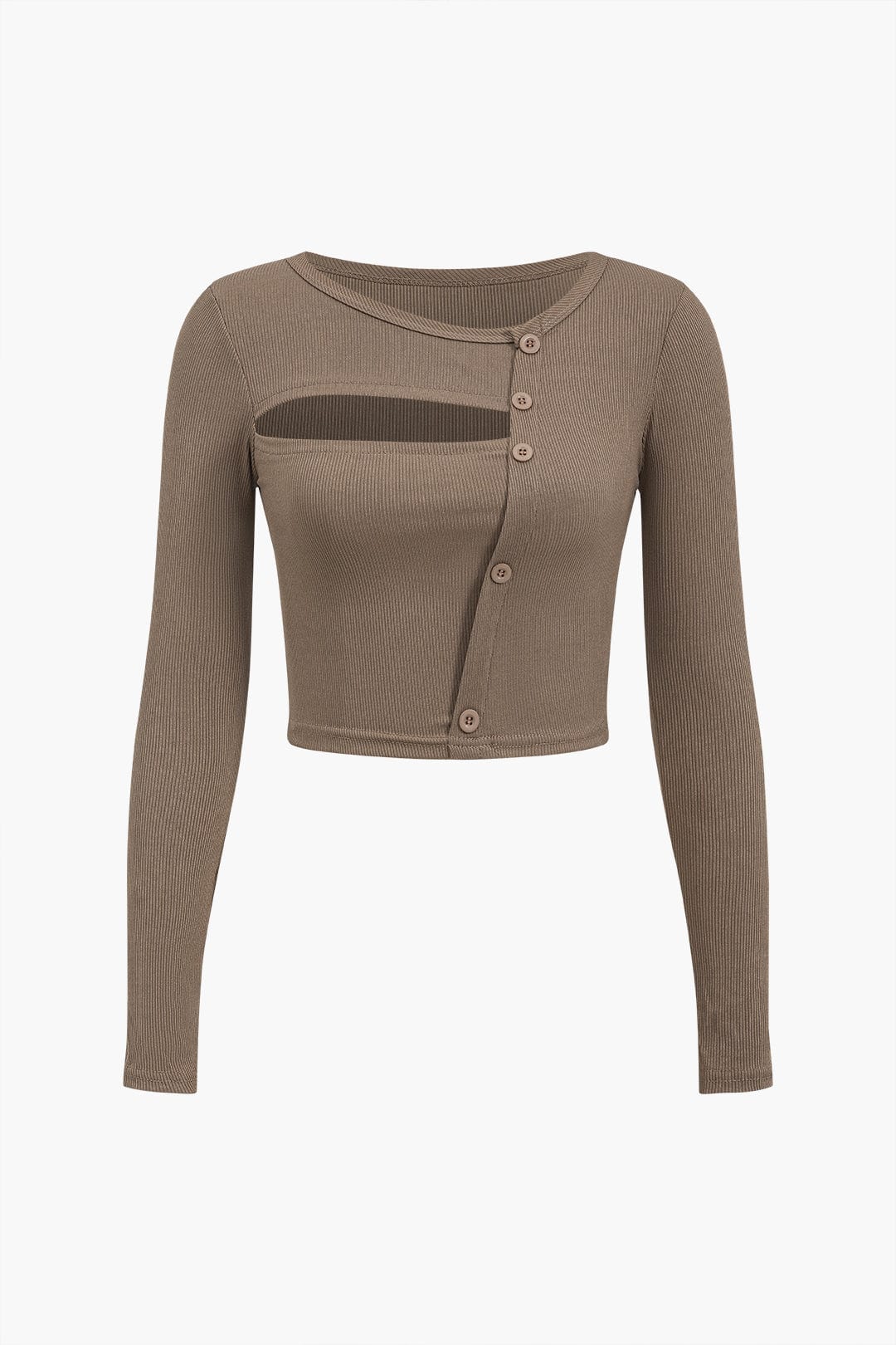 Amira Damen Asymmetrisches Langarm- mit Cut-Out Details - Norvielle